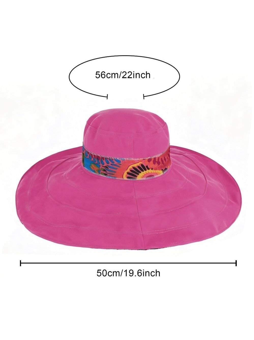 Women's Foldable Floppy Sun Hats Reversible Vacation Beach | Rose Red | Size OS - Picture 9 of 12